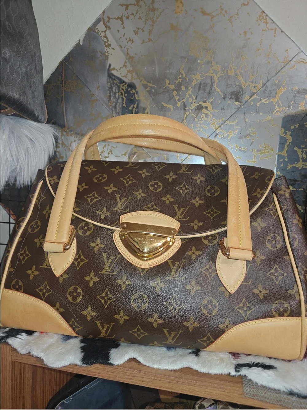Louis Vuitton Monogram Satchel Handbag in Brown with Vachetta Trim